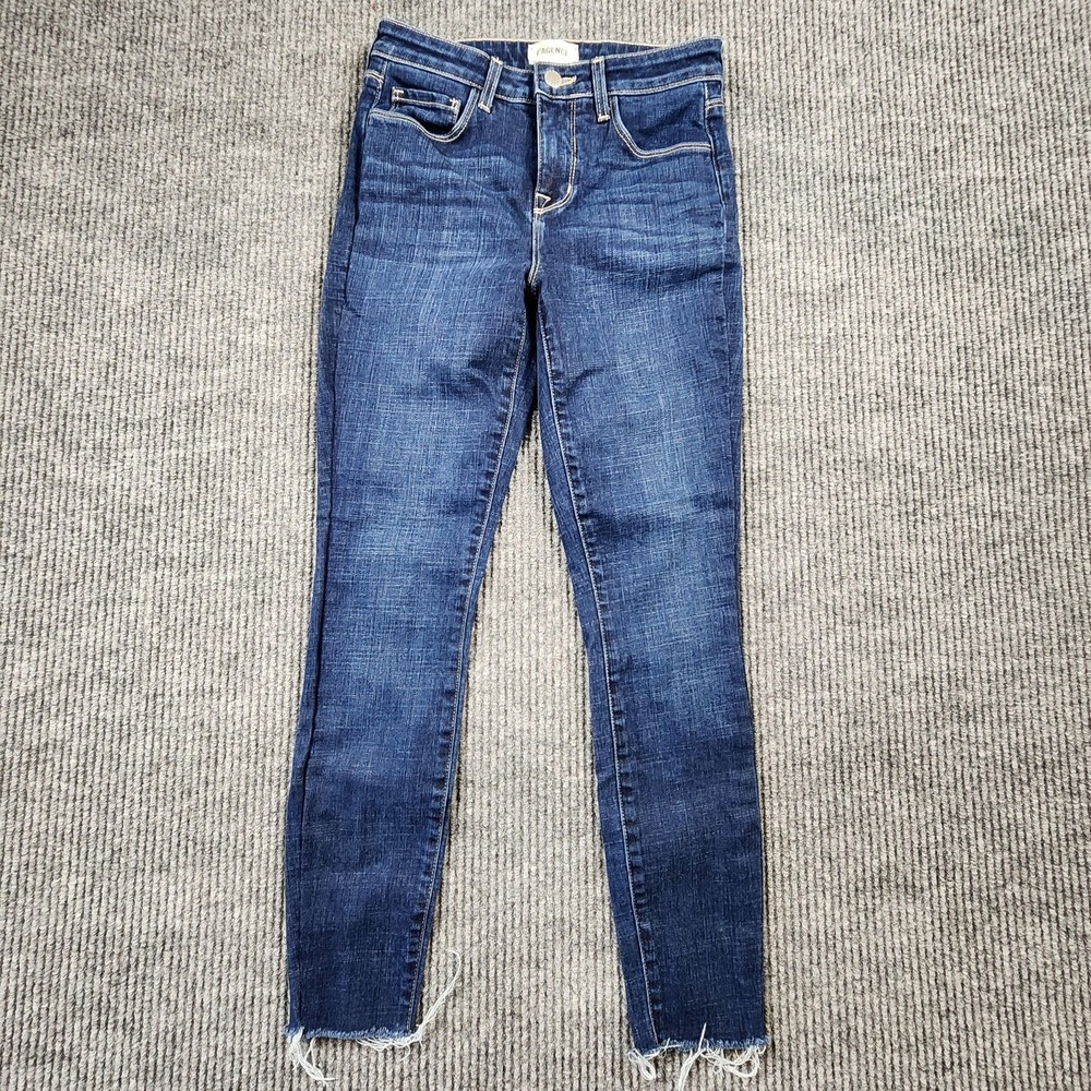 L'Agence‎ Jeans Womens 24 High Rise Skinny Raw Hem Dark Wash Blue Denim Margot